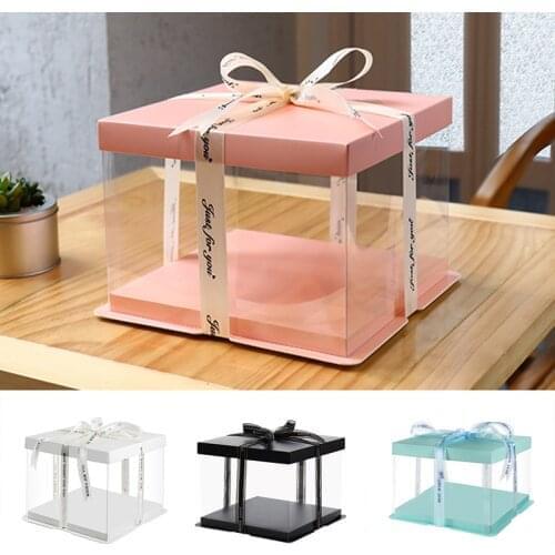 Transparent Empty Gift Box 4 Sizes For Artificial Teddy Bear Rose Flower Gifts Box Valentines Day Birthday Cake Box