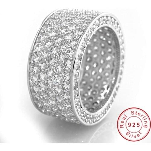 Luxury Micro Pave 300pcs Lab Diamond cz Ring 925 sterling silver Engagement Wedding band Rings for Women men Anniversary Jewelry