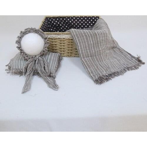 Gray Newborn Hat Wrap and Pillow Set Photography Props Baby Posing Pillow Basket Stuffer Filler Newborn 3 Pcs Set Photo Props