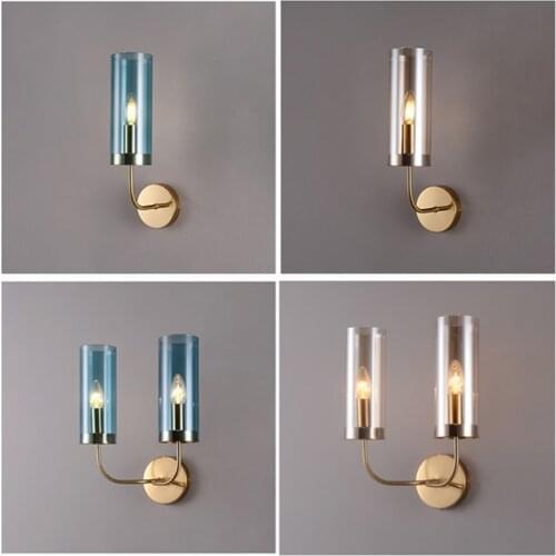 Modern Led Wall Lamp Gold Glass Wall Lamps For Living Room Bedroom Bedside Nordic Home Decor Wall Mirror Light Bathroom Fixtures