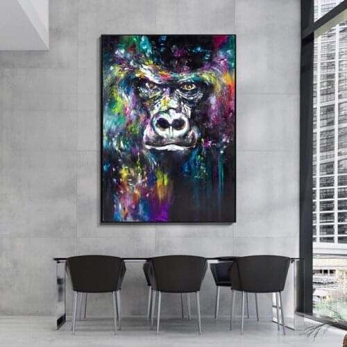 Modern Street Wall Graffiti Art Canvas Painting Abstract Orangutan Pop Art Canvas Prints for Kids Room Cuadros Decoration