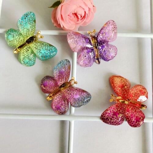 10pcs Colorful butterfly With hole Flat back Rhinestone and Appliques DIY Wedding decoration scrapbook Accessories -A19