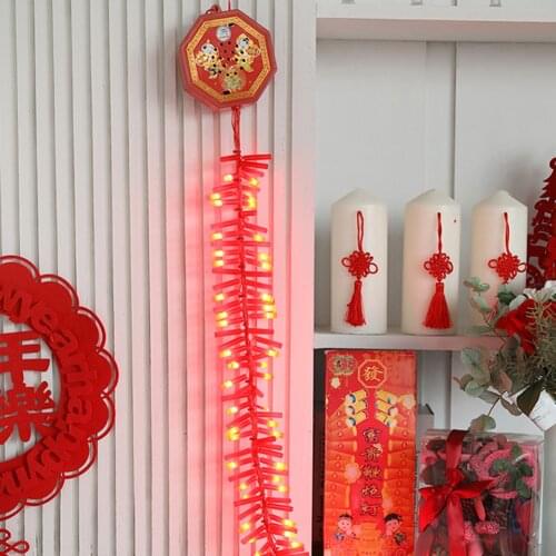 1.35m 92LED Electronic Firecracker Lamp with Sound 220V Lamp LED String Light for New Year Decoration Chinese Style Hangings