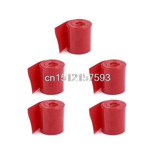 5Pcs 2Meters 29.5mm Width PVC Heat Shrink Wrap Tube Red for 1 x 18650 Battery