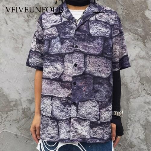 VFIVE UNFOUR Chinese Style Harajuku Vintage Shirts Men Hip Hop Shirts Summer Stylish Casual Short Sleeve Shirts Men Tops