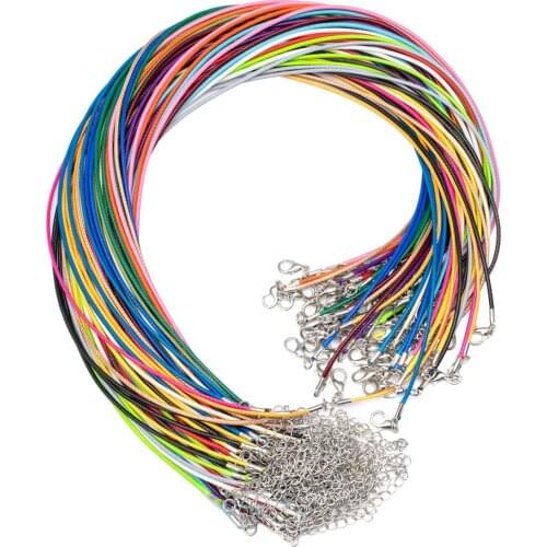 100 Pcs 18 Inches 1.5mm Waxed Necklace Cord Handmade Bracelet Pendant Rope DIY Jewelry Making Accessories with Lobster Clasps