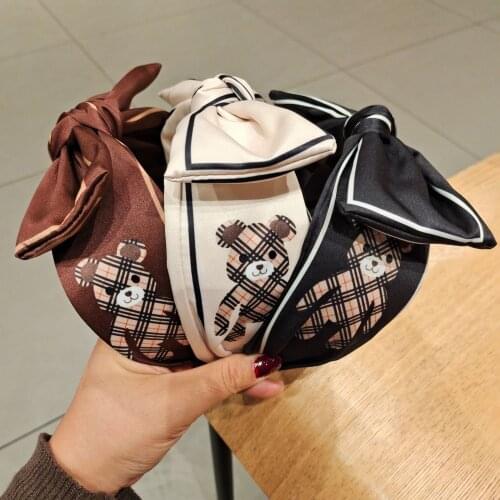 Women Knotted Bow Cartoon Headband Korean Simple Rabbit Ears Hair Band Wide Side Hairpin Sports Headbands