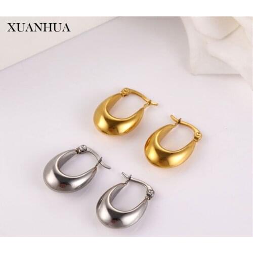 XUANHUA Small Hoop Earrings Stainless Steel Jewelry Woman Minimalist Earings Fashion Jewelry Accessories Wholesale Free Shipping