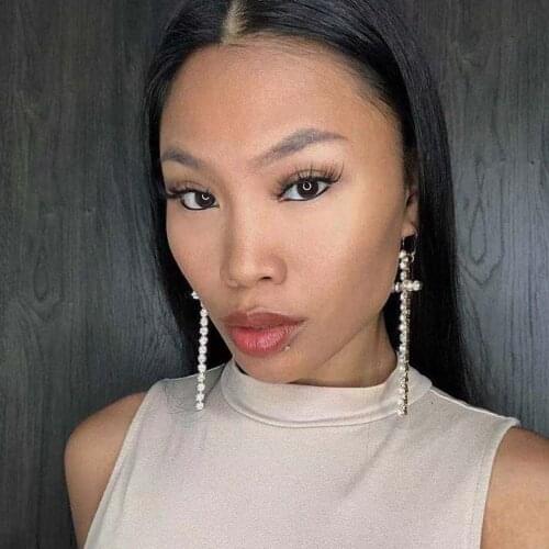 JIJIAWENHUA New Trend womens Rhinestone Cross Shape Drop Earrings Wedding Party Fashion Temperament Jewelry Accessories