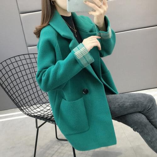 Womens Mink Wool Sweater Short Coat Winter Thick 2020 New Loose Knitted Cardigan Autumn and Winter Blazer Femme Jacket f2691
