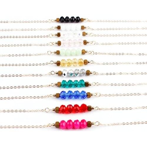 Bohemian Minimalist Birthstone Choker Necklace for Women Faceted Stack Crystal Bar Necklace Handmade Jewelry Wholesale