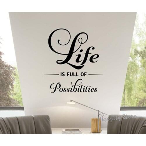 Life is full of Possibilities Wall art Sticker Decorative Motivational Words Decals Office Bedroom Decor Posters Stickers G855