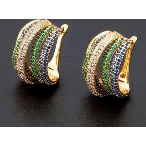 Zlxgirl 2021 gold plated AAA cubic zircon wedding Stud earrings jewelry womens bridal earing brincos piercings New year gifts