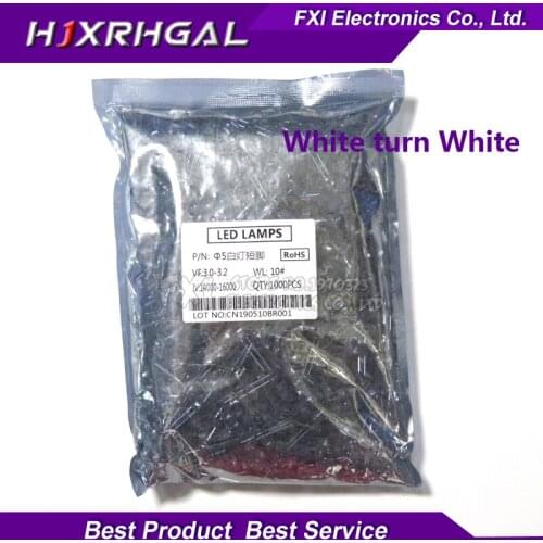 1000pcs White light-emitting White turn White 5mm led new original