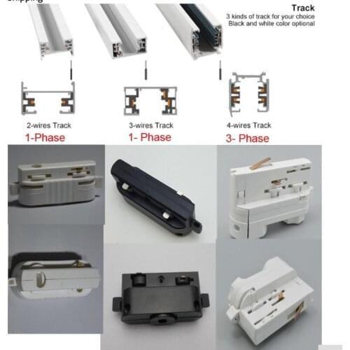 2 Wires 3 Wires 4 Wires 3 Phase LED Track Rails Fixture Rail For Track Light Universal Rails 1M I L T Cross Connector