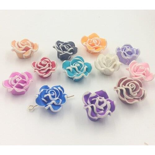 20MM 80Pcs White Side Flower Colors Mandmade Clay Bead Loose Beads Jewelry Beads Findings
