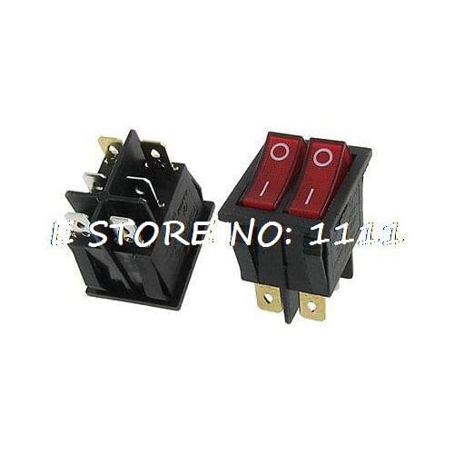 5 x Red Light Lamp On-Off 2 Position Double SPST 2 Gang Boat Rocker Switch 6 Pin