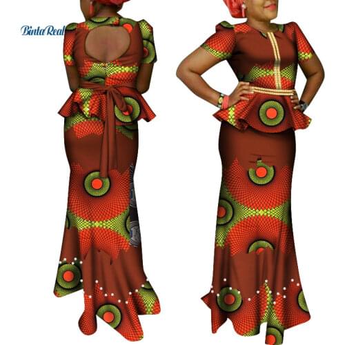 Riche African Women Clothes Tops and Maxi Skirt Sets for Women Dashiki 2 Piece Skirt Sets Peals Party Wedding Clothing WY6423