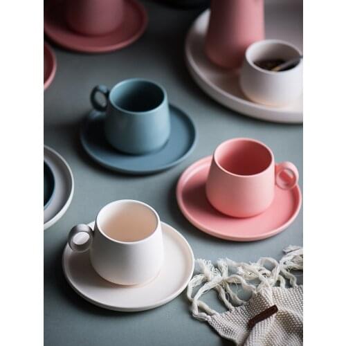 British retro high-end mini ceramic mugs coffee cup and saucer set afternoon tea set Nordic exquisite matte coffee pot teapot