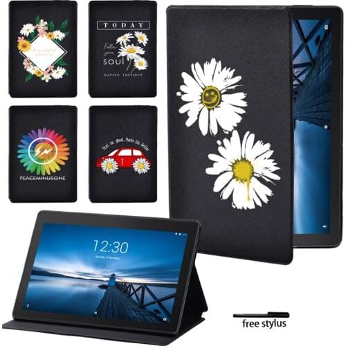 Shockproof Protective Case for Lenovo Tab E10/Lenovo Tab M10 Cartoon Leather Flip Daisy Series Tablet Case 10.1 Inch + Stylus