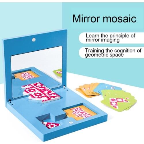 Wooden Puzzles Game Mirror Imaging Sensory Learning Children Educational Toy