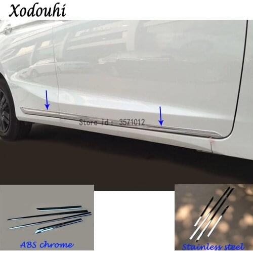 For Honda Fit Jazz 2014 2015 2016 2017 Car Stainless Steel/ABS Chrome Side Door Body Trim Stick Strip Stream Lamp Panel Bumper