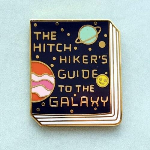 Cartoons The Hitchhikers Guide To the Galaxy Books Enamel Brooch Pin Hat Bag Lapel Pins Badges Fashion Jewelry Accessories