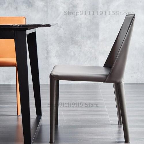 Leather Chair Modern Simple Desk Chair Makeup Chair Nordic Chair Back Chair Saddle Chair Light Luxury Dining Chair Household Sto