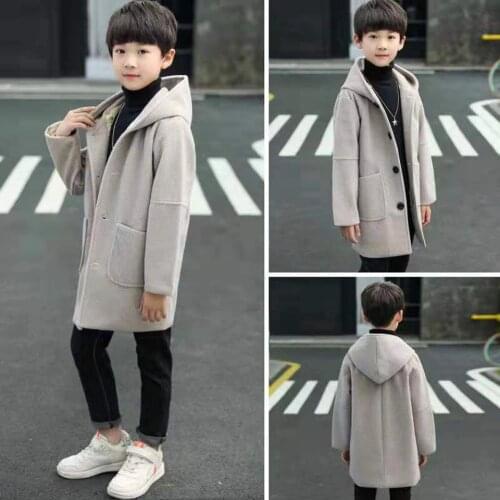 2019 Kids Jackets Woolen Outwear For Boys Hooded Winter Warm Casual Children Jacket&Outwear Toddler Boys Coat 4 6 8 10 Years Old