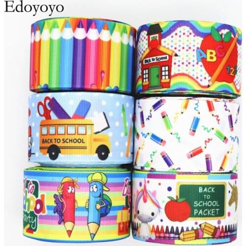 10 Yards 1.5'' (38MM) Back To School Printed Grosgrain Ribbons For Hair Bows/ Gift Packaging DIY Handmade Materials Y19071904