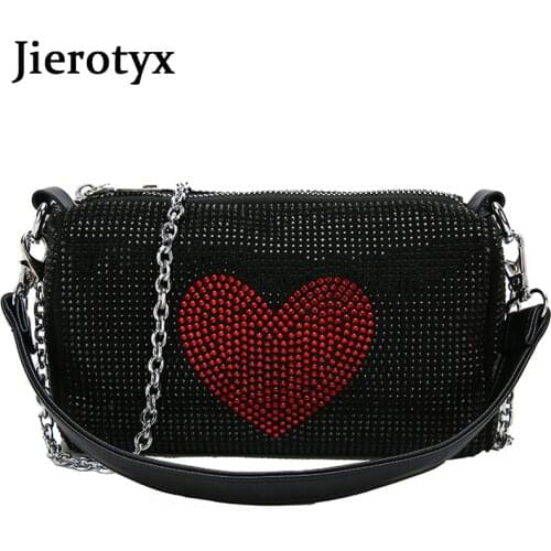JIEROTYX 2021 Summer Fashion Women Handbags Fancy Diamonds Metal Chains Women Crossbody Shoulder Bags With Colorful Rhinesone