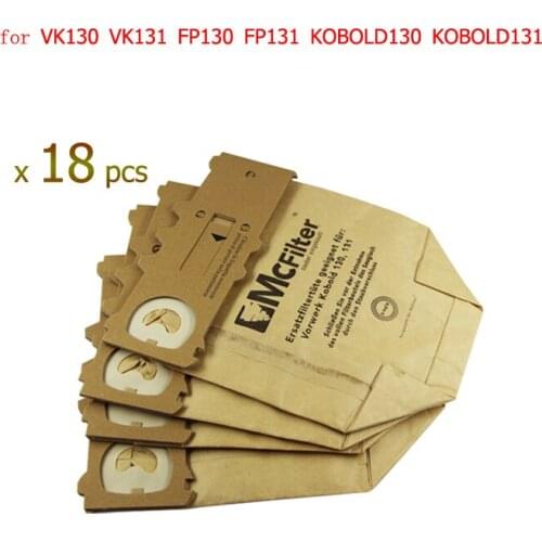 18pcs/lot VORWERK KOBOLD VK130 VK131 FP130 FP131 KOBOLD130 KOBOLD131 vacuum cleaner Dust Bags Paper bag