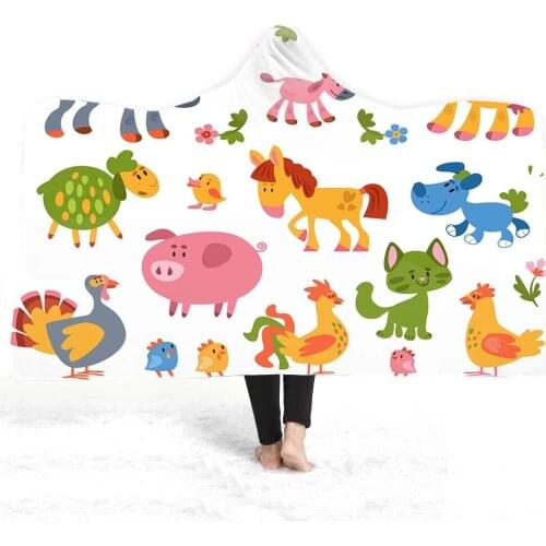 Lovely Carton Animal 3D Digital Typographic Style Dinosaur Hooded Blanket Family Blanket Childrens Blanket Thickened Blanket