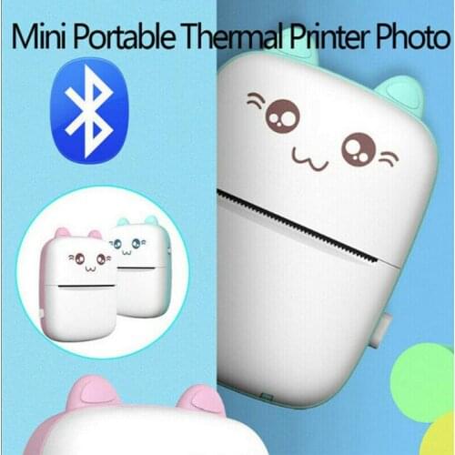 2021 mini Thermal Printer Portable Wireless Bluetooth4.0 USB Printer Photo Pocket Homework Printer lovely pink blue High Quality