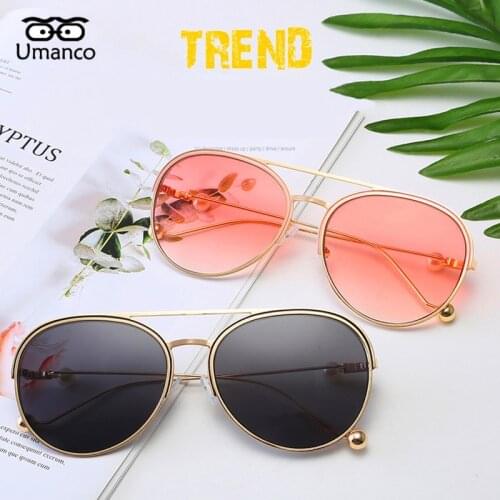 Umanco 2021 Double Beam Sunglasses for Women Men Metal Frame Resin Lens Gradient UV400 Ladies Goggles Outdoor Travel Driving