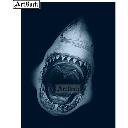 Full Square Drill 5d Diy Diamond Painting Ferocious Shark Kit New Arrival Diamond Mosaic 3D Home Decor Artwork ARD485