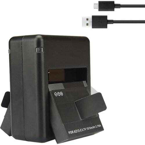 NEW 2Pcs 1010mah for Xiaomi YI AZ13-1 Battery + USB Dual Charger For Xiaomi yi Action Camera xiaomi yi accessories