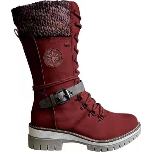 Fall and winter European and American binding wool mouth Martin boots side zipper middle sleeve Knight boots