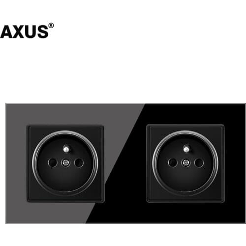 AXUS EU French standard Wall Power Socket,Multi-Piece Crystal Glass Panel,Bedroom Socket,AC 110-250V 16A Wall Plug Grounding
