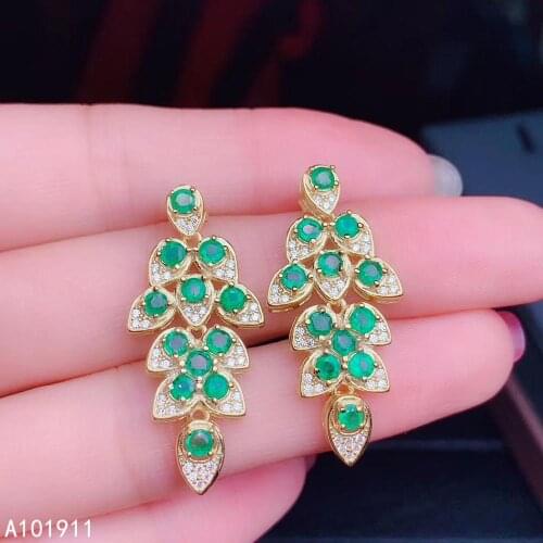 KJJEAXCMY fine jewelry natural Emerald 925 sterling silver women earrings support test popular