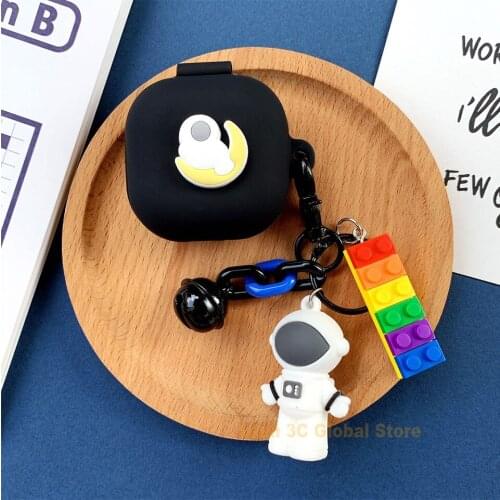 Cute Astronaut Silicone Case for Samsung Galaxy Buds Live Bluetooth Earphone Protect Cover Spaceman Rainbow Block Pendant Decor