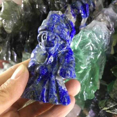Natural Gemstone carving sorceress lapis lazuli stone witch statue for home decorations