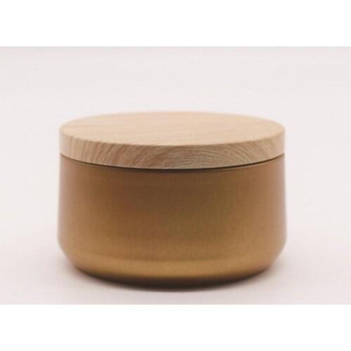 Candle Jar Practical Portable Wood Lid tin box Black Elegant Cosmetic Pot for Coffee