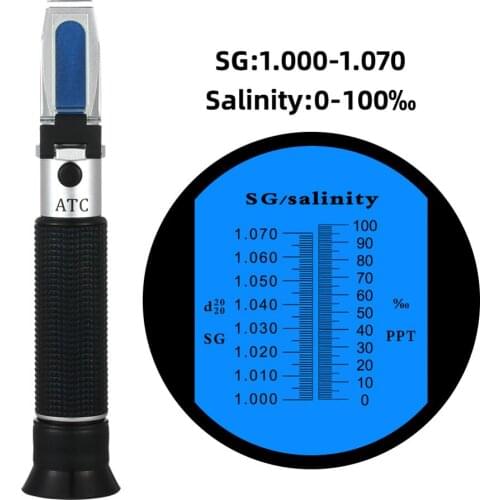 Yieryi Portable 0-100ppt Salinity Meter 1.000-1.070SG Salinity Tester ATC for Aquariums and Mariculture