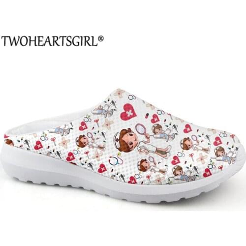 Multi Color Cute Cartoon Nurse Print Air Mesh Sandals Women Summer Casual Breathable Slip On Shoes Beach Slippers Zapatos Mujer