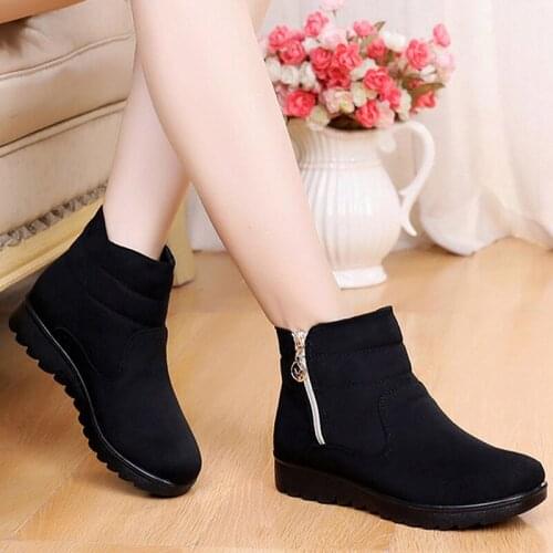 Womens winter boots 2020 Fashion Warm Plush Soft Bottom Ankle boots for women Non-slip Zipper Boots Female Big size 41