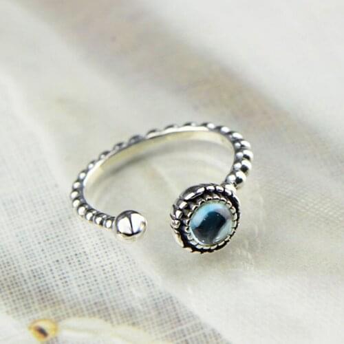 L&P New fashion Natural Fire Mystic Blue Stone Ring For Women 925 Silver Vintage Fashion Jewelry