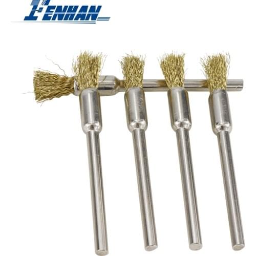 10pcs/Set 3.0mm Shank Brass Wheel Brush Wire Wheel Brush for Dremel Rotary Tools Electric Tool for The Engraver Polishing Brushe