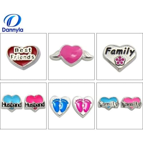 10pcs/lot Wholesale Mini Mix Style Heart Floating Charms Fit Glass Floating Locket LSFC06-603