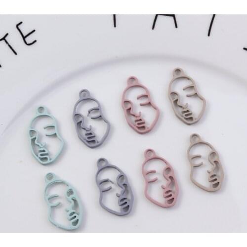 10PCS Alloy and Rubber Lacquer Hollow Facebook Face Charms Connector Diy pendant Necklace Earrings Jewelry Findings Accessories